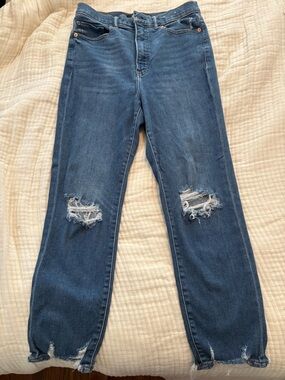 Women’s Distressed High-Rise Straight Jeans - Blue